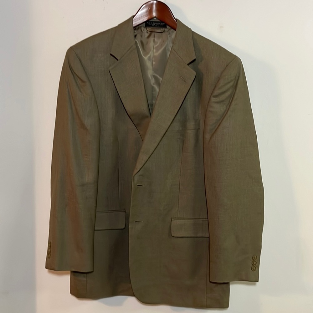 RBM Collection Silk Wool Blend Neutral Taupe Sport Coat Blazer 42R